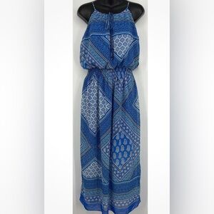 Enfocus Studio Womens Blue Geometric Long Dress Size 4